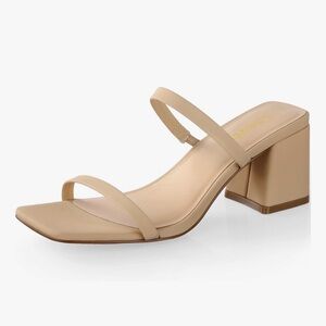 Elegant Tan Block 2.25 inch Heel Sandals